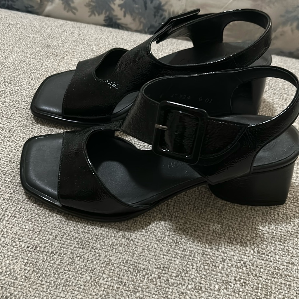 Paul Green Womens Tanya Black Patent Leather Slingback Sandals Size 6.5 Us 4 Uk